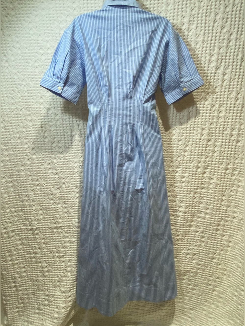 Classic Blue Stripe Button-Front Shirt Dress - Picture 4 of 6